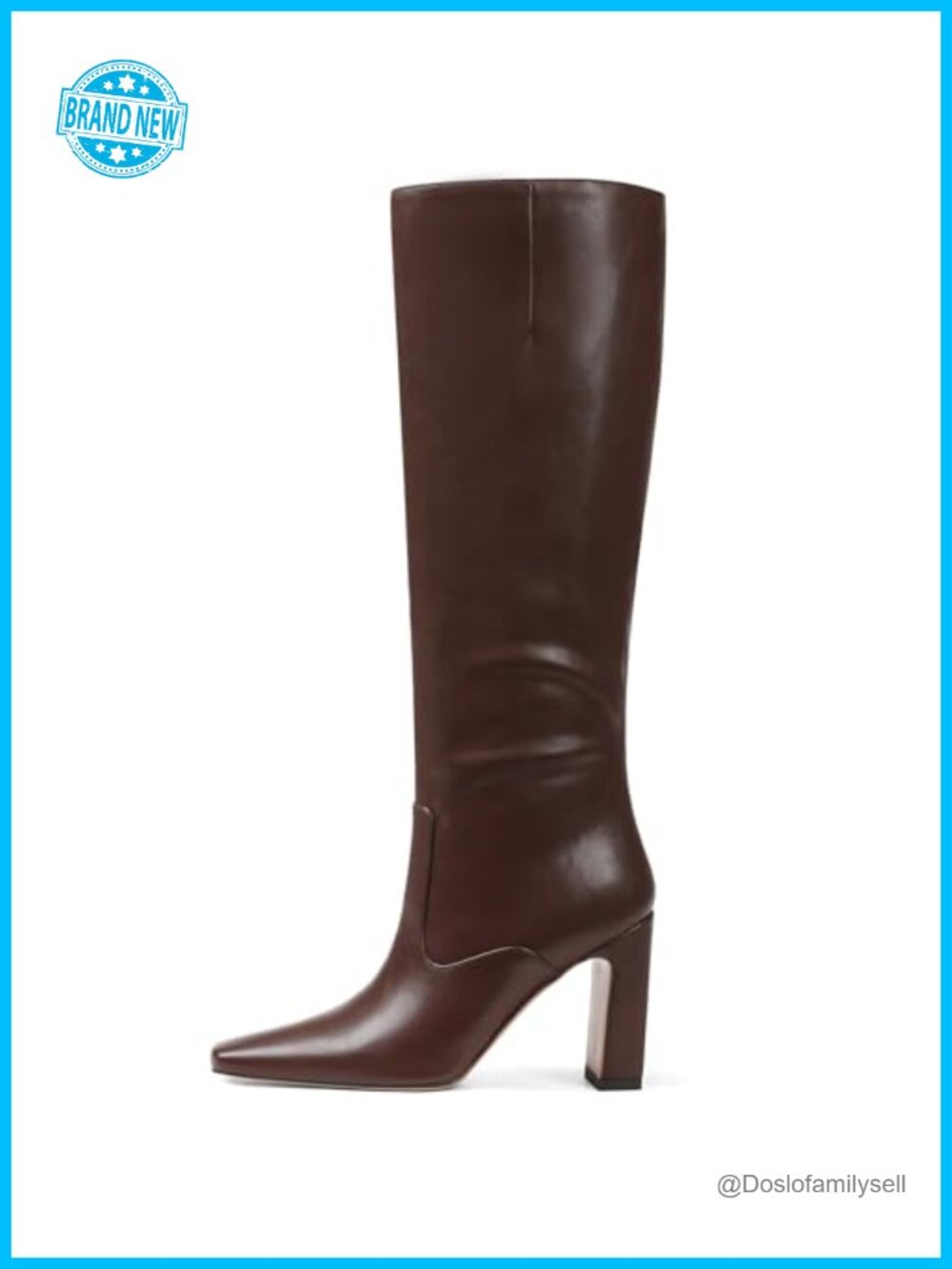 Women's Knee High Boots Square Toe Block Heeled Faux Leather